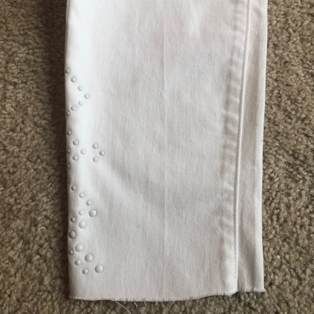 Levi’s boyfriend white crop studded jeans denim pants fringe 10 - Picture 8 of 10